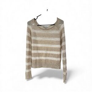 Forever 21 Beige and White Striped Sweater